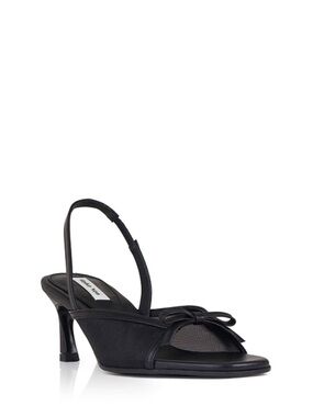 REIKE NEN Women's Heels in Black with Mesh and Bow Detail
